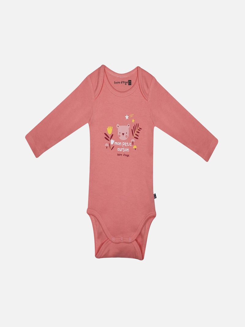 LOT DE 3 BODIES IDALINA MANCHES LONGUES BEBE Rose - Kiabi