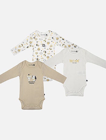 LOT DE 3 BODIES IDAN MANCHES LONGUES BEBE