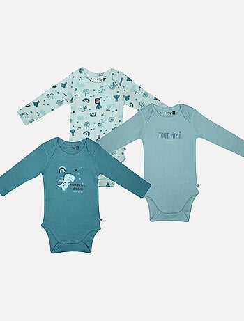 LOT DE 3 BODIES IDER MANCHES LONGUES BEBE