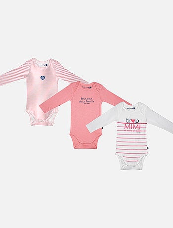 LOT DE 3 BODIES JANELLE MANCHES LONGUES BEBE