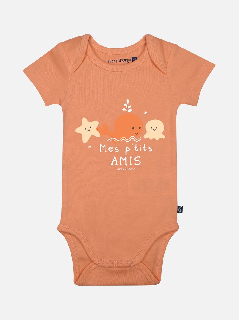 LOT DE 3 BODIES LAELIE MANCHES COURTES BEBE Orange - Kiabi