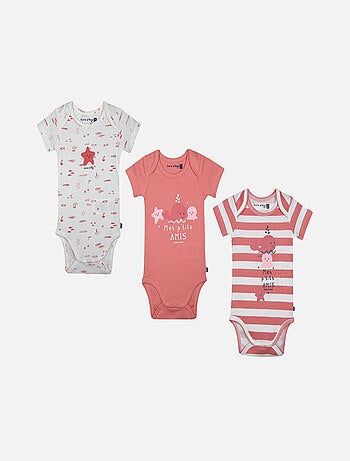 LOT DE 3 BODIES LAURELIA MANCHES COURTES BEBE