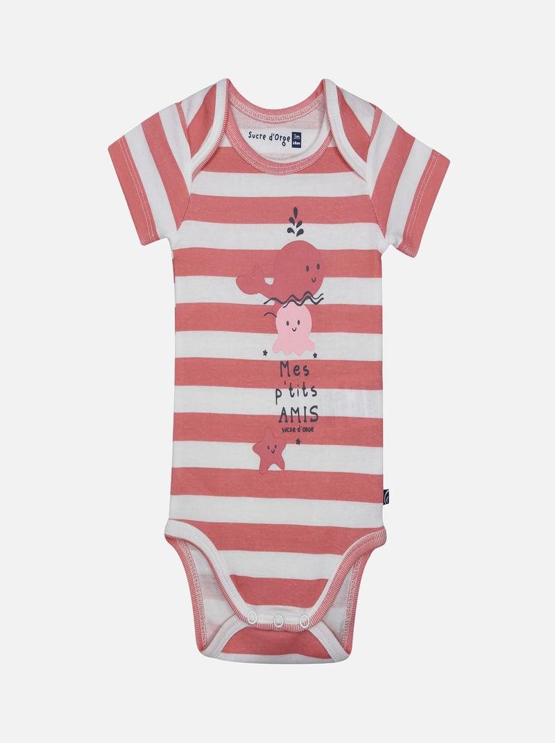 LOT DE 3 BODIES LAURELIA MANCHES COURTES BEBE Rose - Kiabi