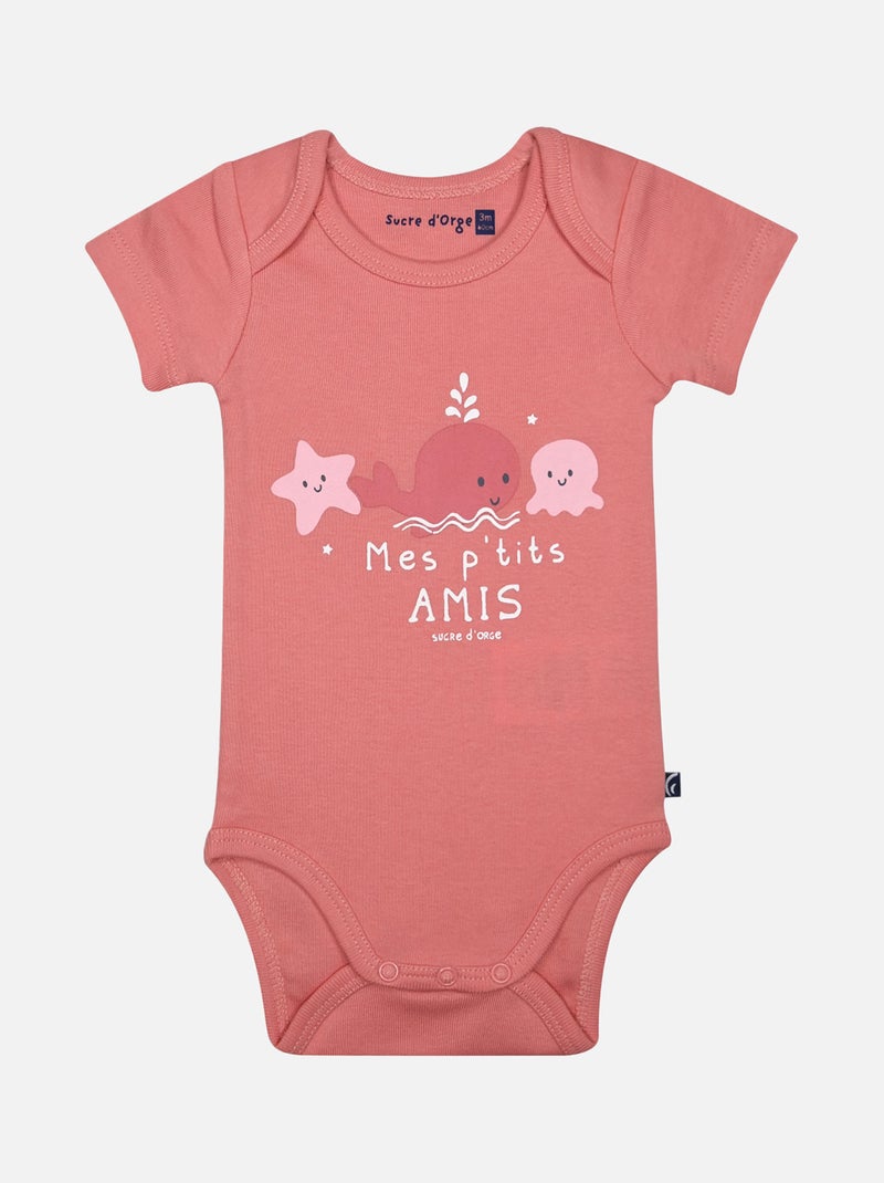 LOT DE 3 BODIES LAURELIA MANCHES COURTES BEBE Rose - Kiabi