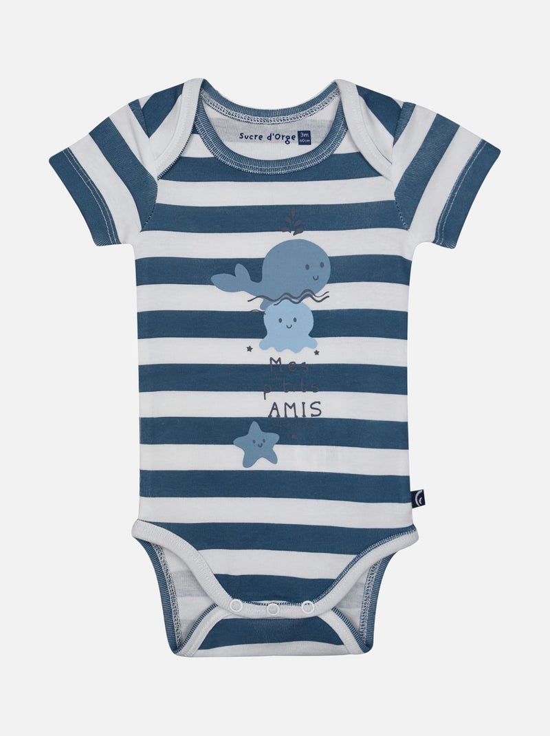 LOT DE 3 BODIES LIRONE MANCHES COURTES BEBE Bleu - Kiabi