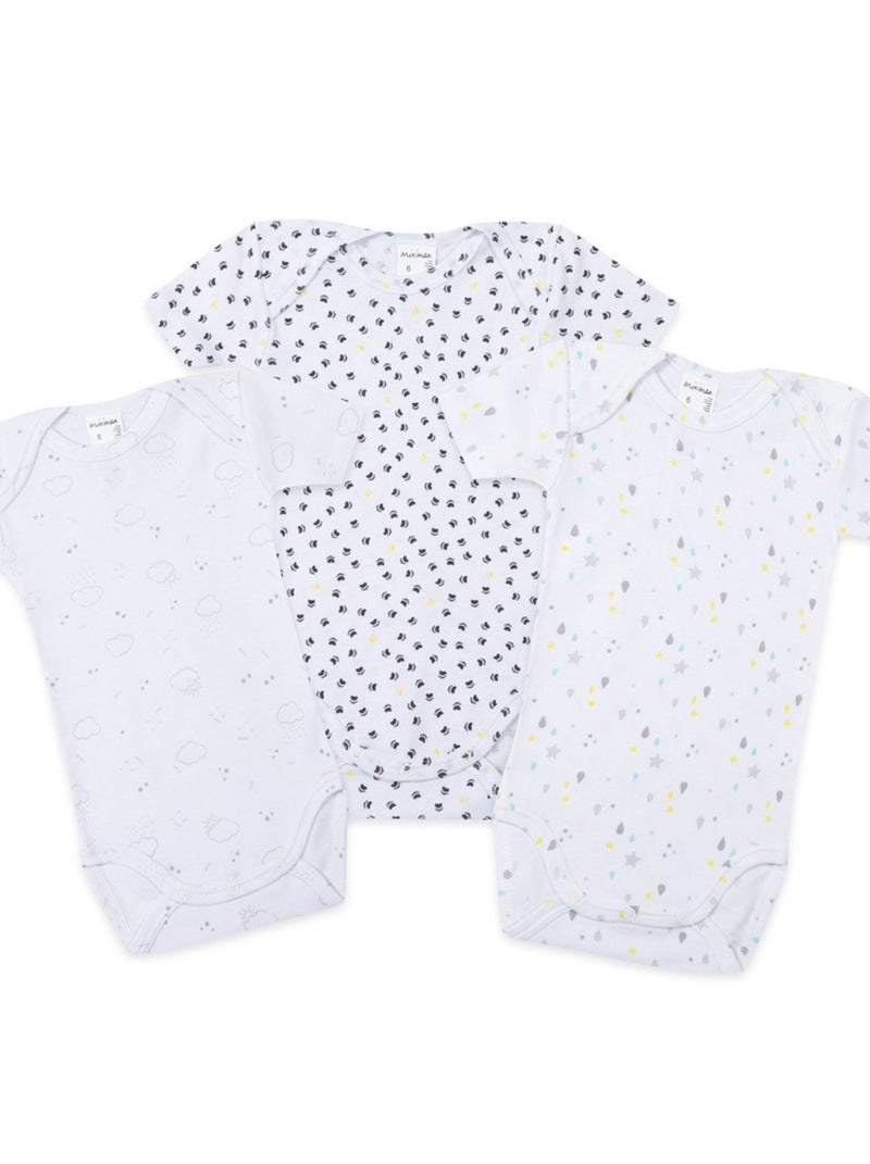 Lot De 3 Bodies Manches Courtes Oeko-tex 'miniman' Blanc - Kiabi
