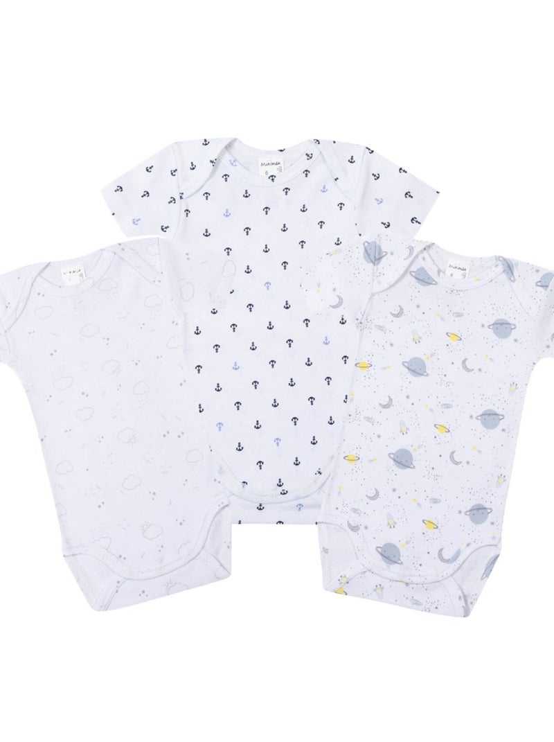 Lot De 3 Bodies Manches Courtes Oeko-tex 'miniman' Blanc - Kiabi