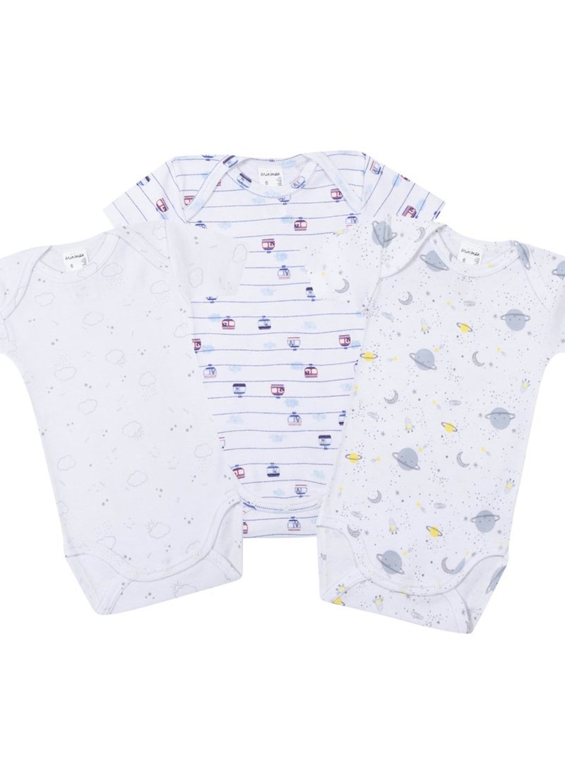 Lot De 3 Bodies Manches Courtes Oeko-tex 'miniman' Bleu - Kiabi