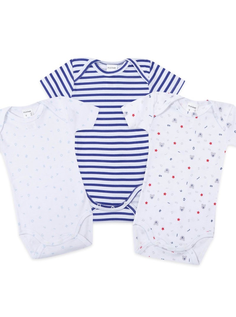 Lot De 3 Bodies Manches Courtes Oeko-tex 'miniman' Bleu ciel - Kiabi