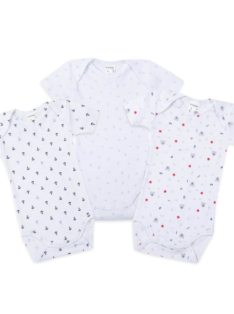 Lot De 3 Bodies Manches Courtes Oeko-tex 'miniman' Bleu marine - Kiabi