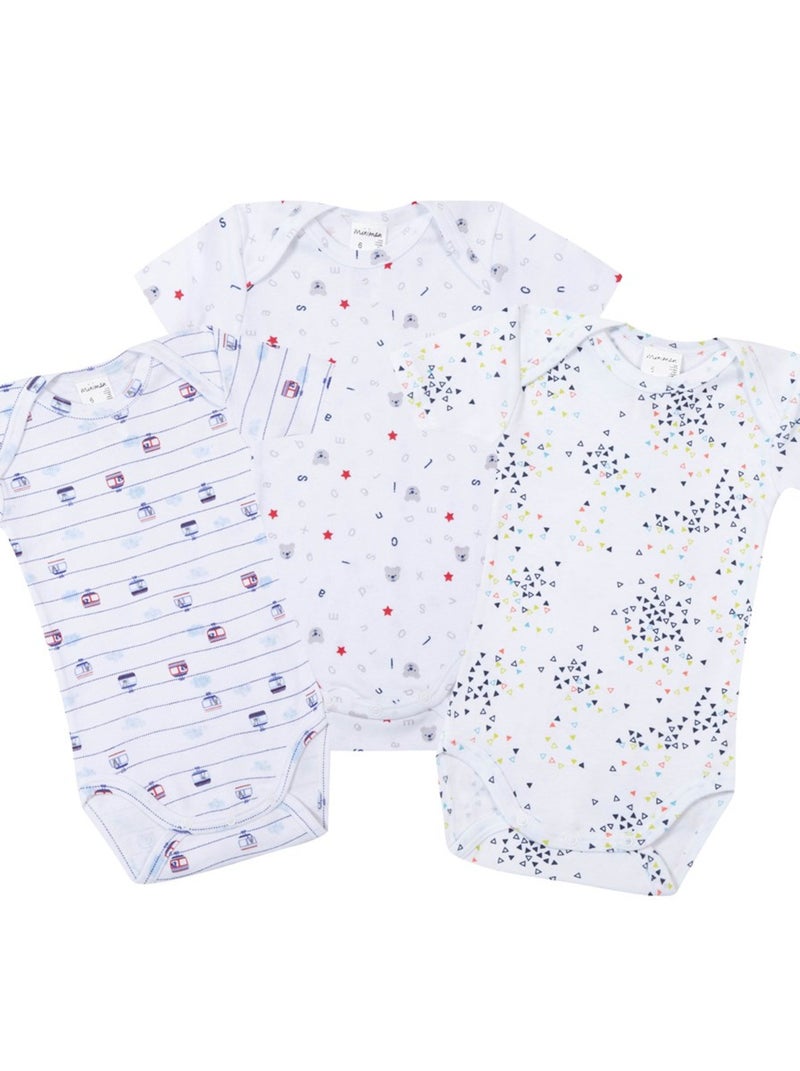 Lot De 3 Bodies Manches Courtes Oeko-tex 'miniman' Bleu marine - Kiabi