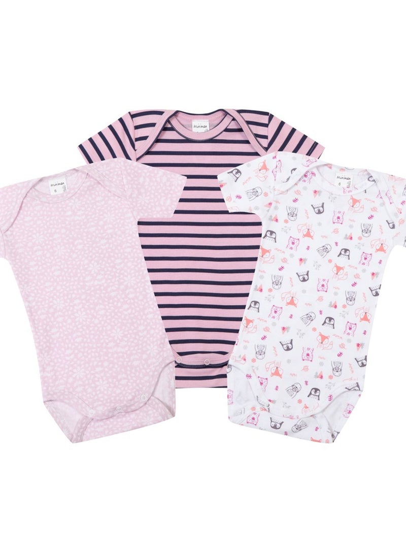 Lot De 3 Bodies Manches Courtes Oeko-tex 'miniman' Rose pâle - Kiabi