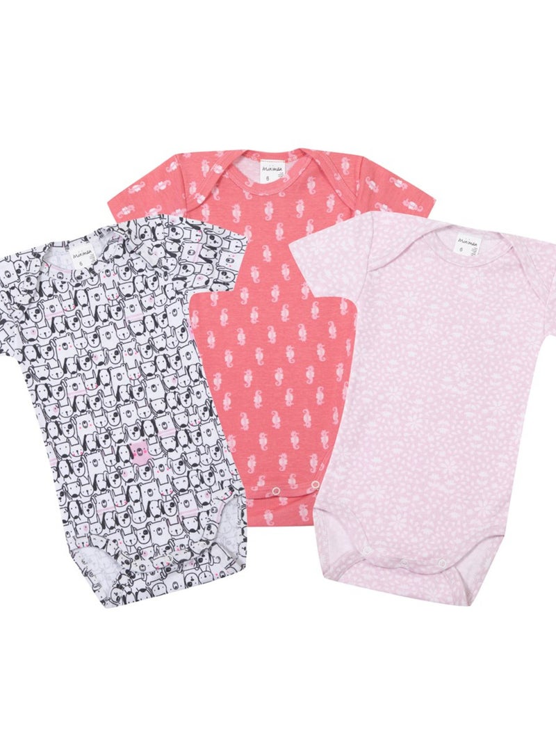 Lot De 3 Bodies Manches Courtes Oeko-tex 'miniman' Rose pâle - Kiabi