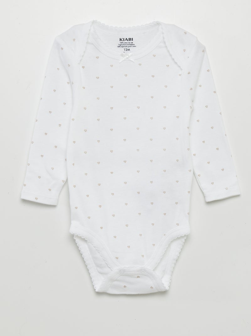 Lot de 3 bodies manches longues blanc - Kiabi