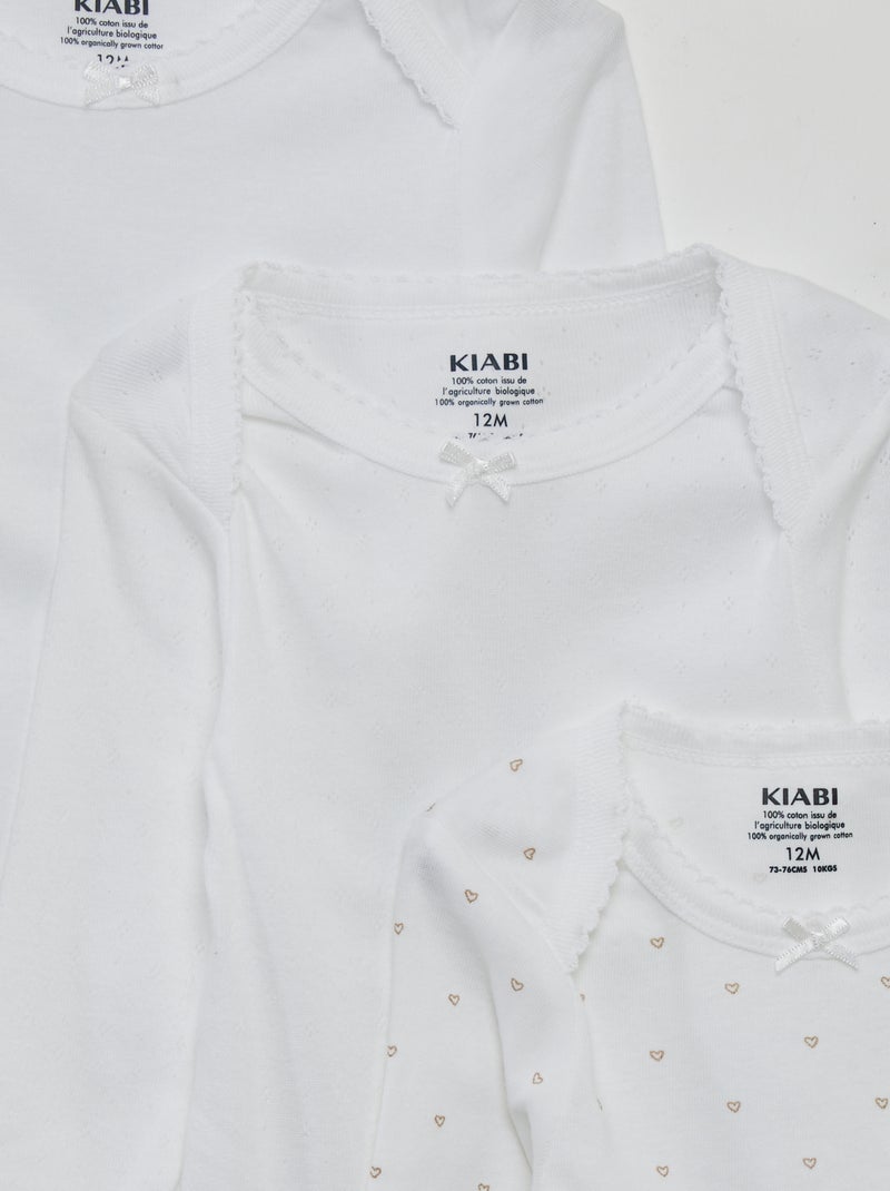 Lot de 3 bodies manches longues blanc - Kiabi