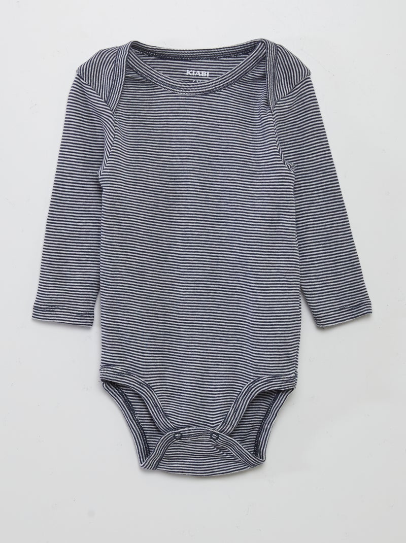 Lot de 3 bodies manches longues Gris/blanc/bleu marine - Kiabi