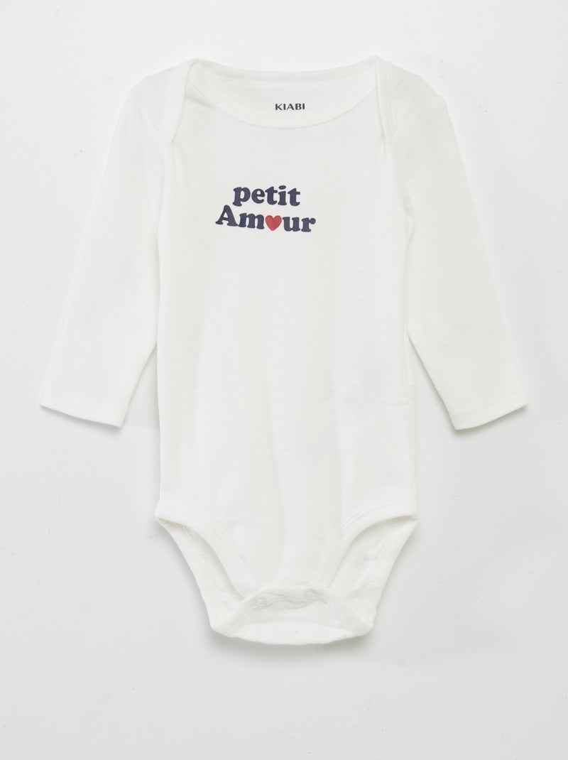 Lot de 3 bodies manches longues Gris/blanc/bleu marine - Kiabi