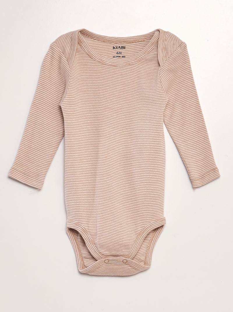 Lot de 3 bodies manches longues MARRON - Kiabi