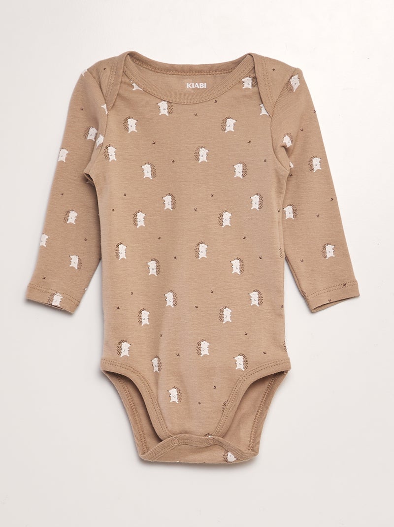 Lot de 3 bodies manches longues MARRON - Kiabi