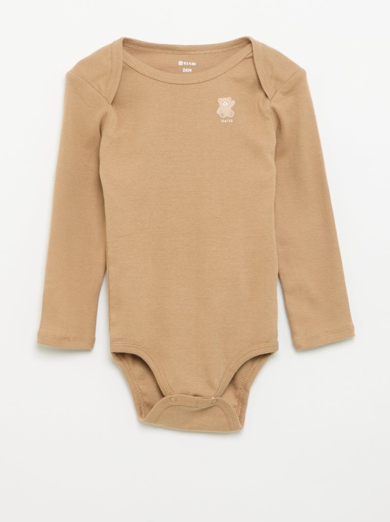 Lot de 3 bodies manches longues Marron - Kiabi