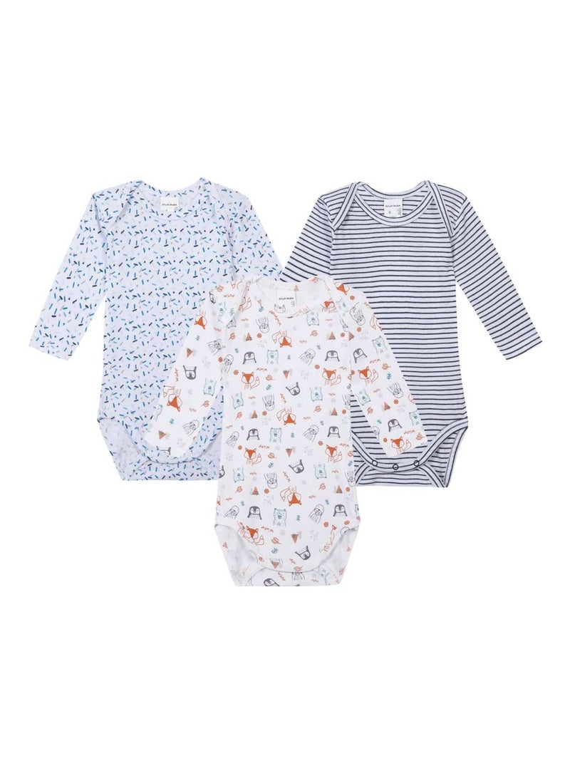 Lot De 3 Bodies Manches Longues Oeko-tex 'miniman' Blanc - Kiabi