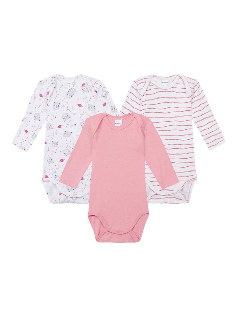 Lot De 3 Bodies Manches Longues Oeko-tex 'miniman' Blanc - Kiabi