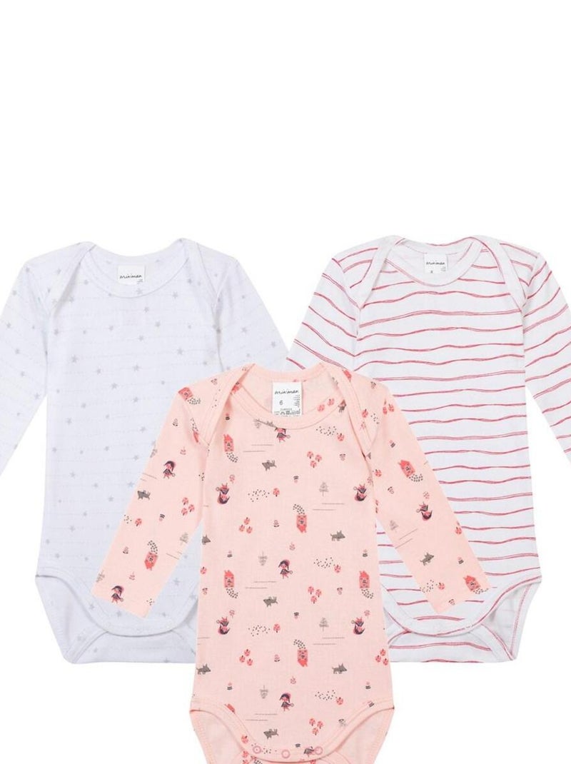 Lot de 3 bodies manches longues Oeko-Tex 'Miniman' Blanc - Kiabi
