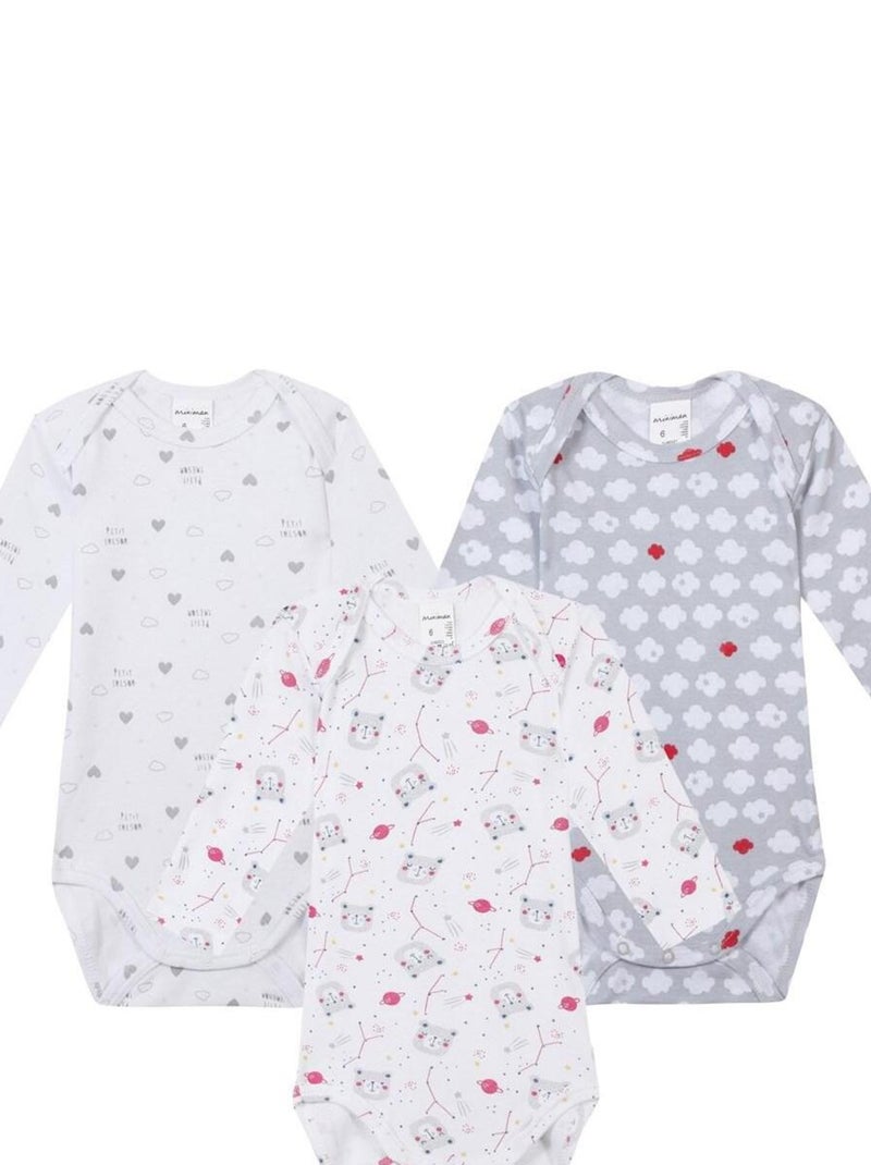 Lot de 3 bodies manches longues Oeko-Tex 'Miniman' Blanc - Kiabi