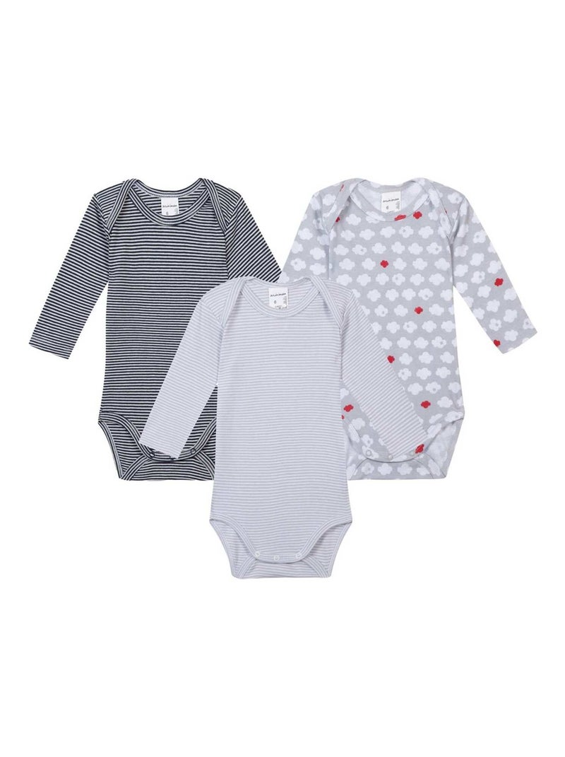 Lot De 3 Bodies Manches Longues Oeko-tex 'miniman' Bleu marine - Kiabi