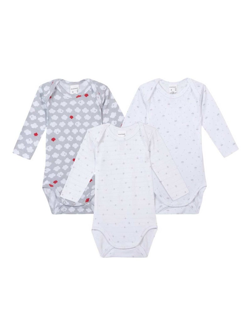 Lot De 3 Bodies Manches Longues Oeko-tex 'miniman' Gris clair - Kiabi