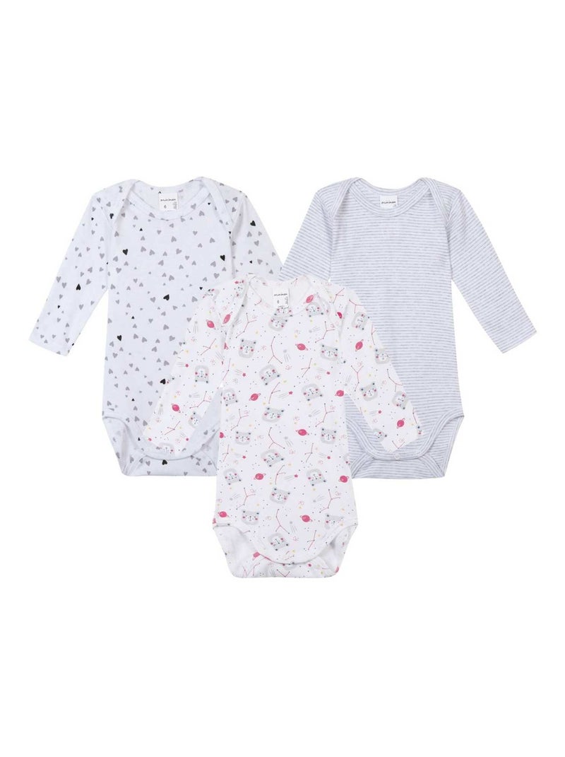 Lot De 3 Bodies Manches Longues Oeko-tex 'miniman' Gris clair - Kiabi