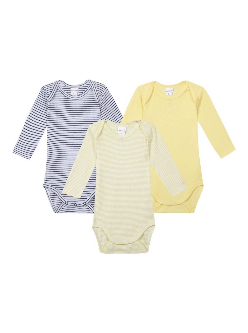 Lot De 3 Bodies Manches Longues Oeko-tex 'miniman' Jaune - Kiabi