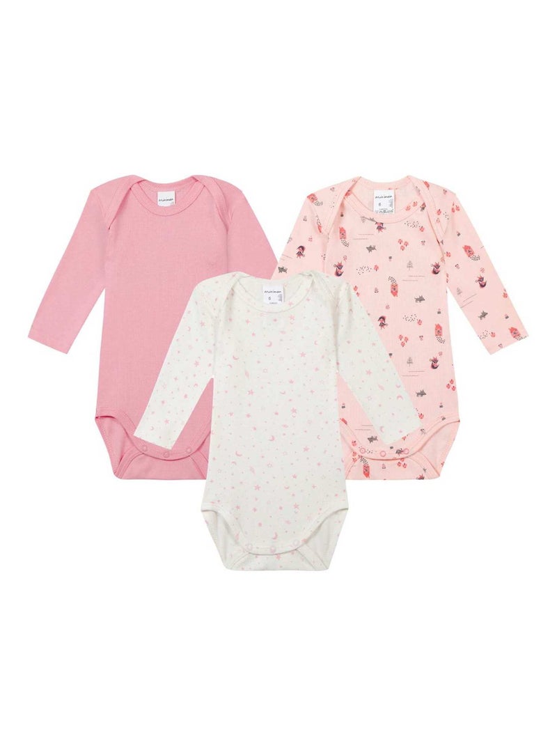 Lot De 3 Bodies Manches Longues Oeko-tex 'miniman' Orange corail - Kiabi