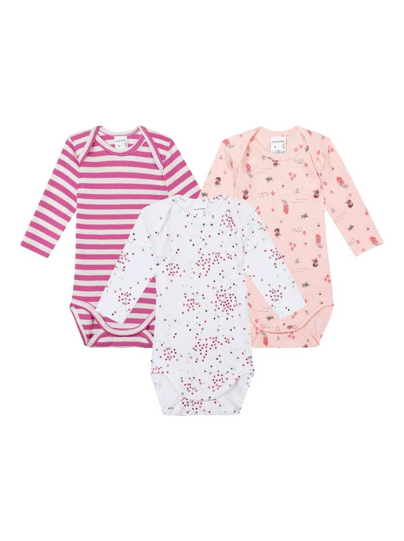 Lot De 3 Bodies Manches Longues Oeko-tex 'miniman' Saumon - Kiabi