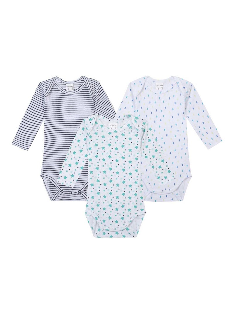 Lot De 3 Bodies Manches Longues Oeko-tex 'miniman' Vert chèvrefeuille - Kiabi
