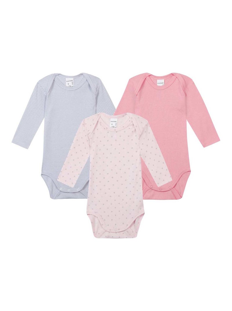 Lot De 3 Bodies Manches Longues Oeko-tex 'miniman' Vieux rose - Kiabi