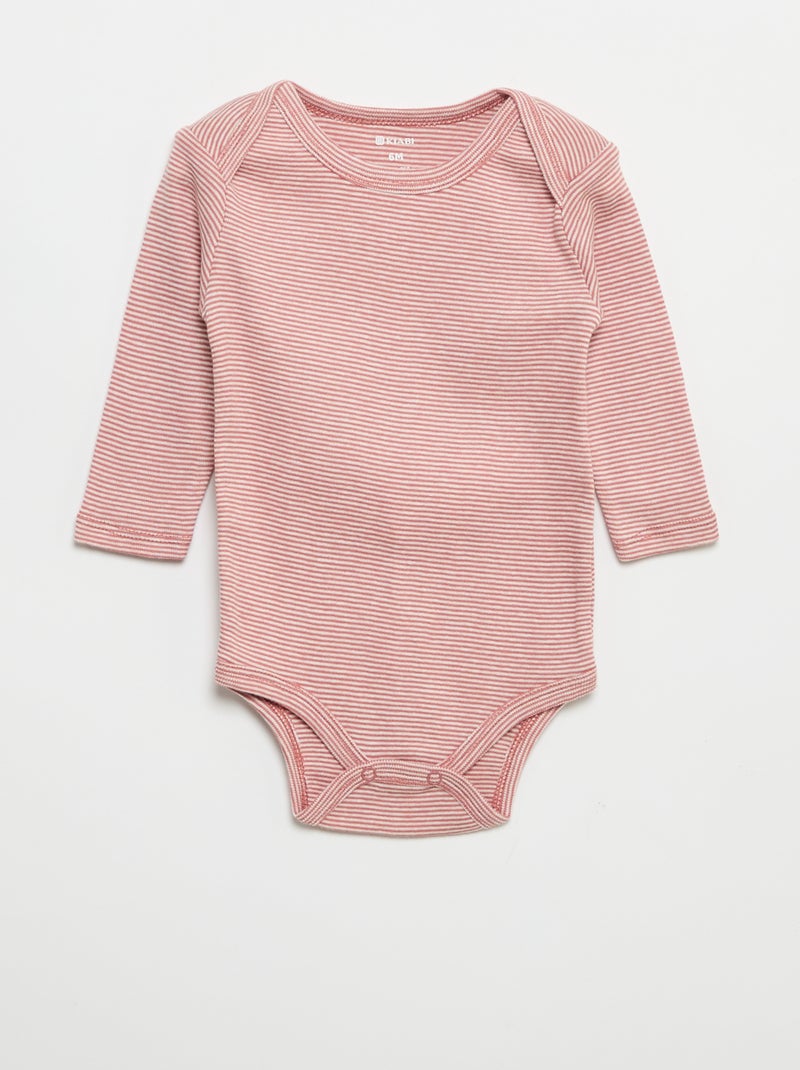 Lot de 3 bodies manches longues Rose - Kiabi