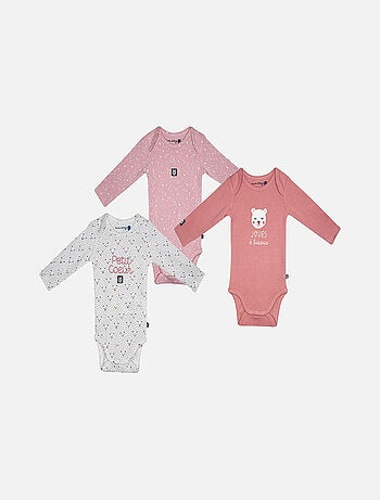 LOT DE 3 BODIES MORGANE MANCHES LONGUES BEBE