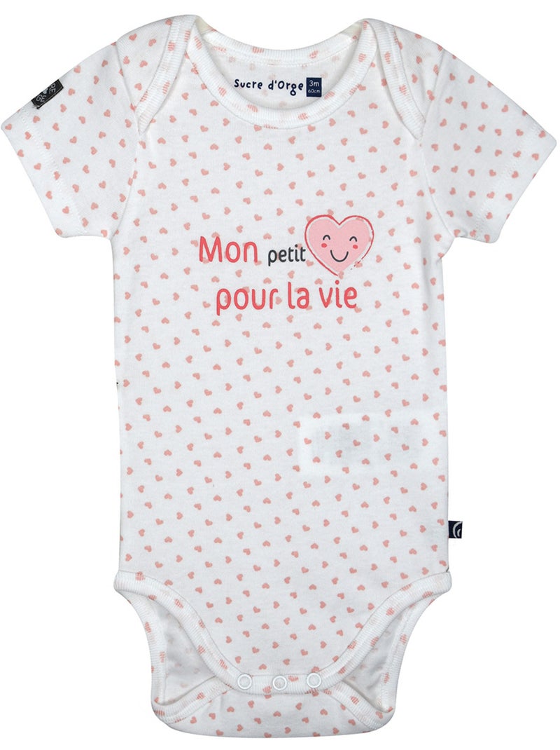 LOT DE 3 BODIES NORDINE MANCHES COURTES BEBE Rose - Kiabi