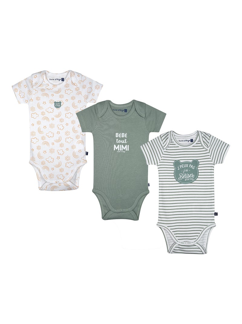 LOT DE 3 BODIES OMAR MANCHES COURTES Vert - Kiabi