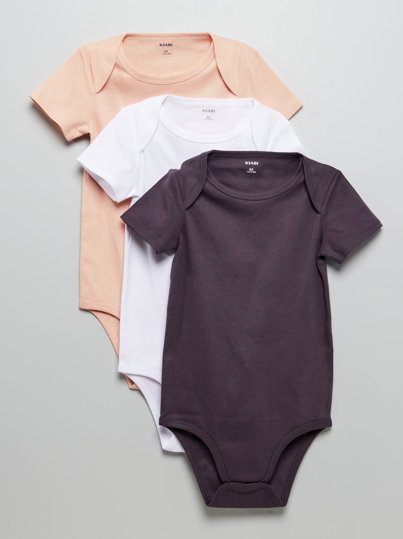 Lot de 3 bodies pour enfants situation de handicap Rose/blanc/gris - Kiabi