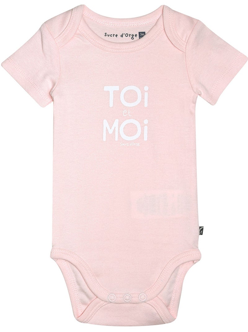 LOT DE 3 BODIES RAMYA MANCHES COURTES Rose - Kiabi