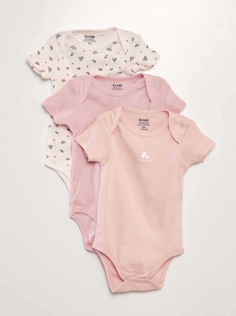 Lot de 3 bodies Rose - Kiabi