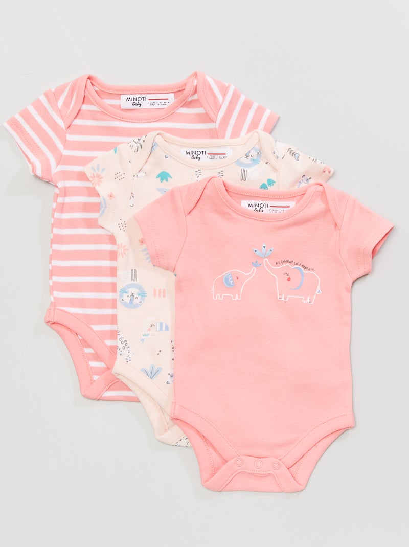 Lot de 3 bodies rose - Kiabi