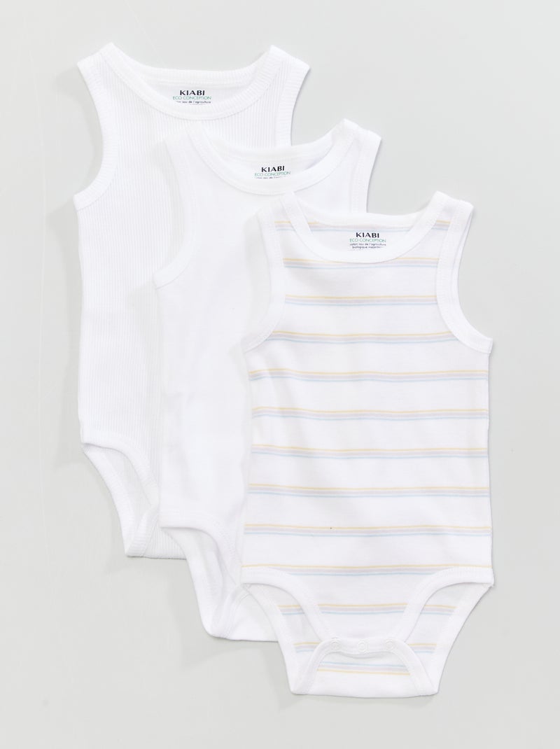 Lot de 3 bodies sans manches blanc - Kiabi