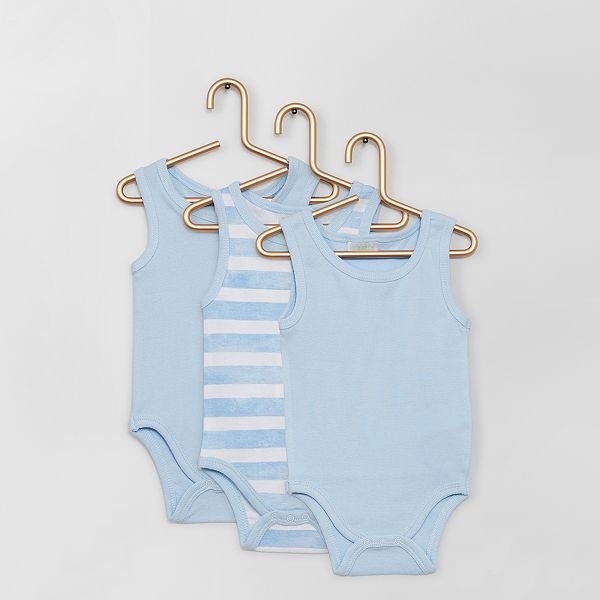 Lot De 3 Bodies Sans Manches Bebe Garcon Bleu Kiabi 10 00
