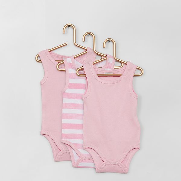 Lot De 3 Bodies Sans Manches Bebe Fille Rose Kiabi 10 00