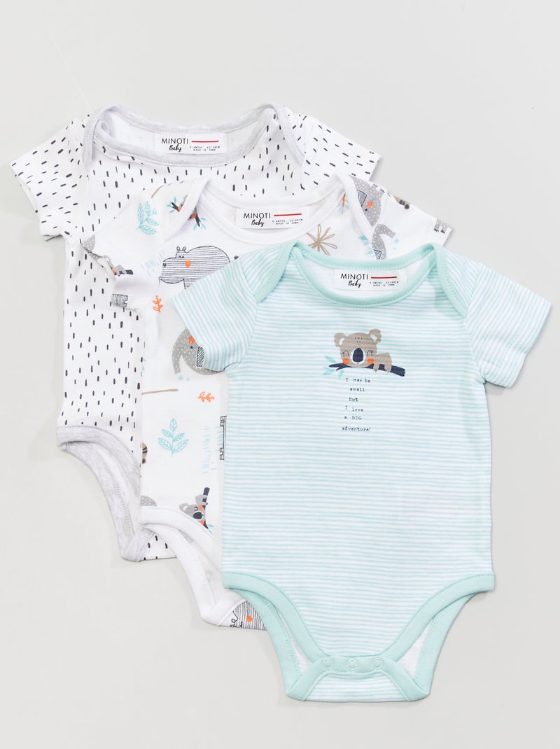 Lot de 3 bodies vert/écru - Kiabi
