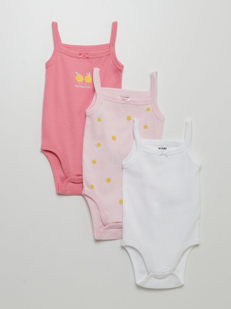 Lot de 3 bodys à bretelles Rose - Kiabi