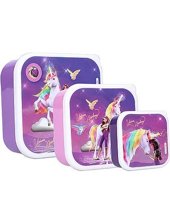 Lot de 3 boîtes à goûter - Unicorn Academy - Sophia & Wildstar - Emboîtables
